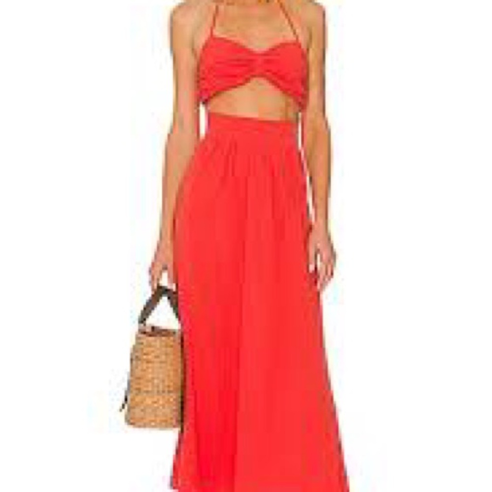 Sndys Red Halter Maxi Dress